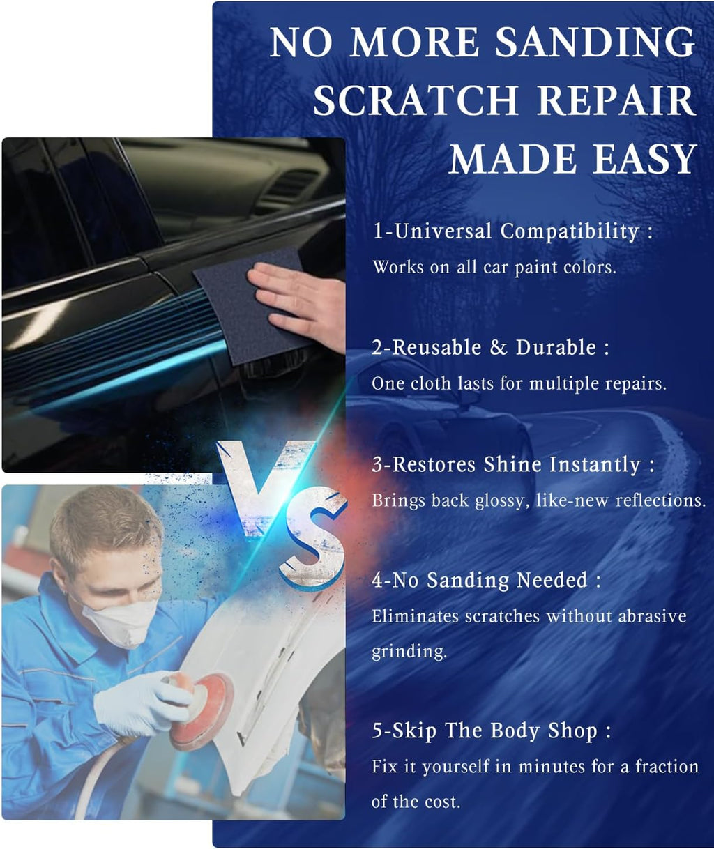 Nano Sparkle Cloth Car Scratch Remover, Nanosparkle Cloth for Car Scratches, Nanowipe Cloth For Car Scratches, Safe on All Vehicle Colors, Removes Water Spots & Swirl Marks & Scratches, 4-Pack (Black)