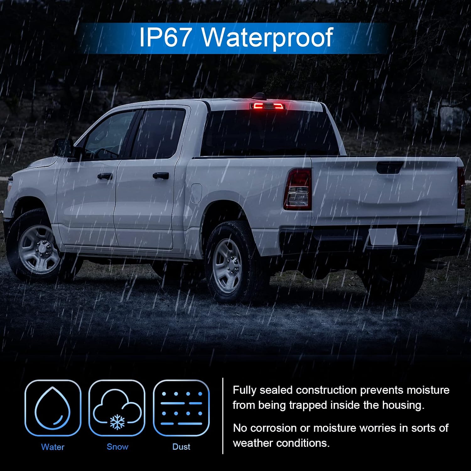 LED Third Brake Light Smoked Compatible with 2019-2026 RAM 1500 Rear High Mount 3rd Brake Lights (NOT for Classic/TRX/Camera model)