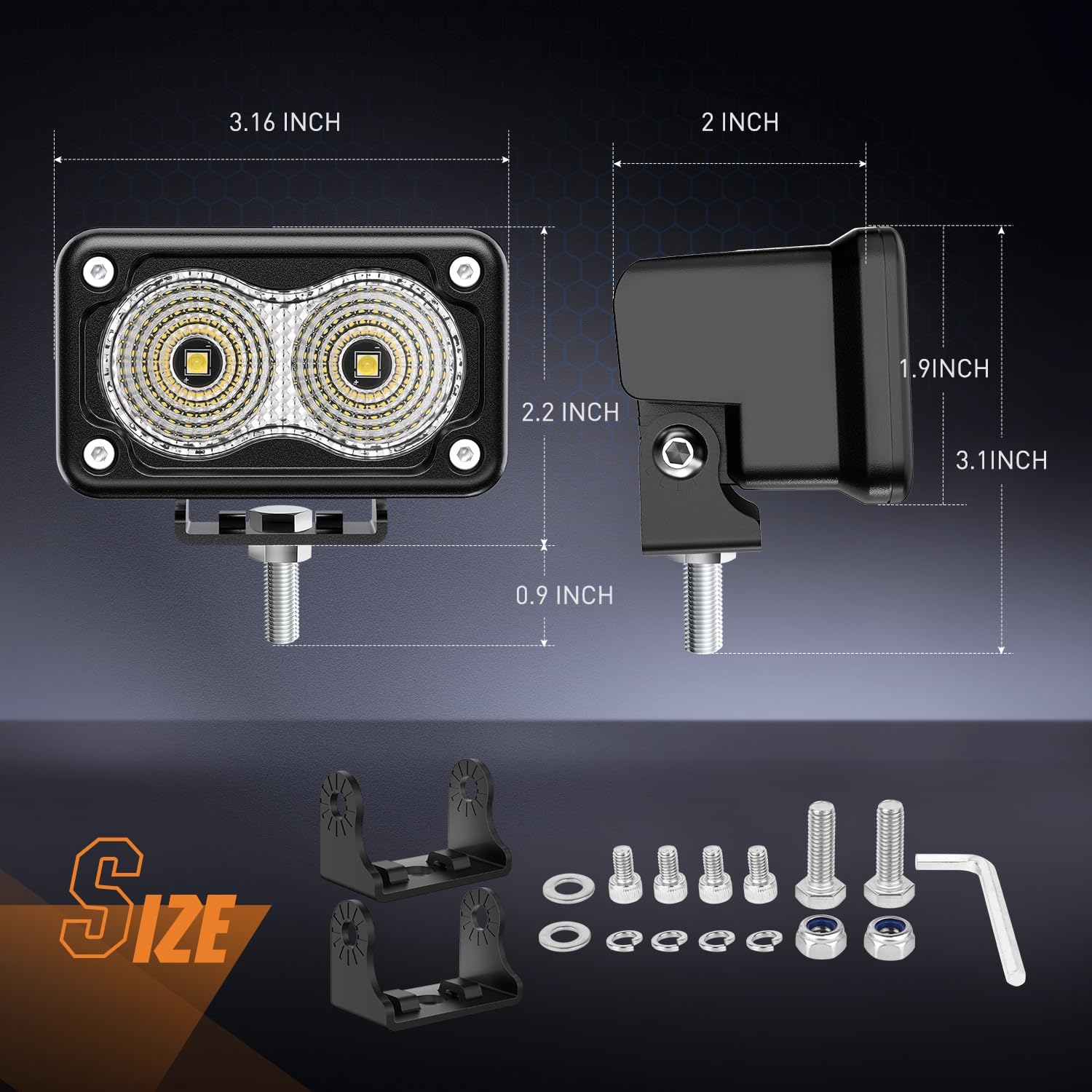 Nilight Motorcycle LED Pods 2 PCS 3 Inch Flood Offroad Fog Light 1160LM Built-in EMC Driving Auxiliary Lights for Motorbike SUV ATV Truck Boat Tractor Forklift