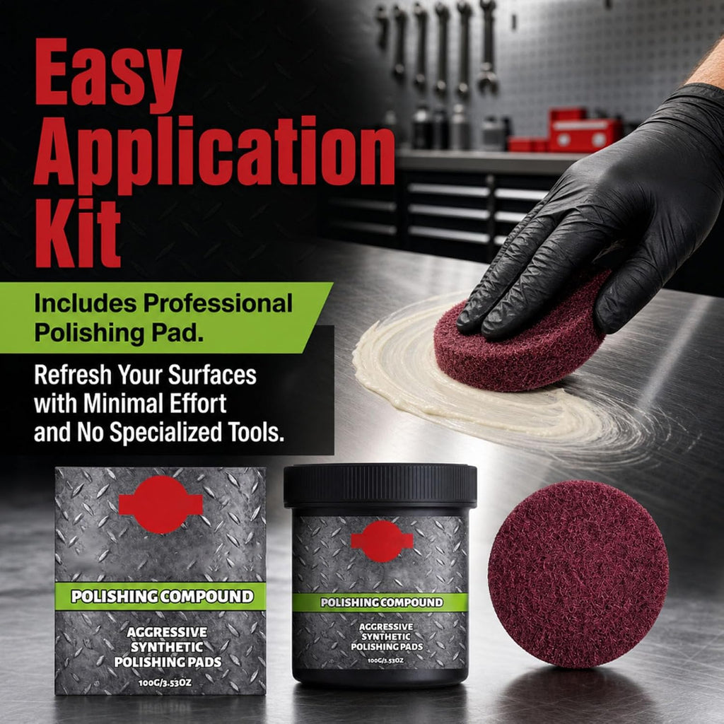 Polishing Compound with Synthetic Polishing Pad, Multi-Surface Scratch & Swirl Remover, Surface Restoration Polish for Metal Stone Hard Surfaces