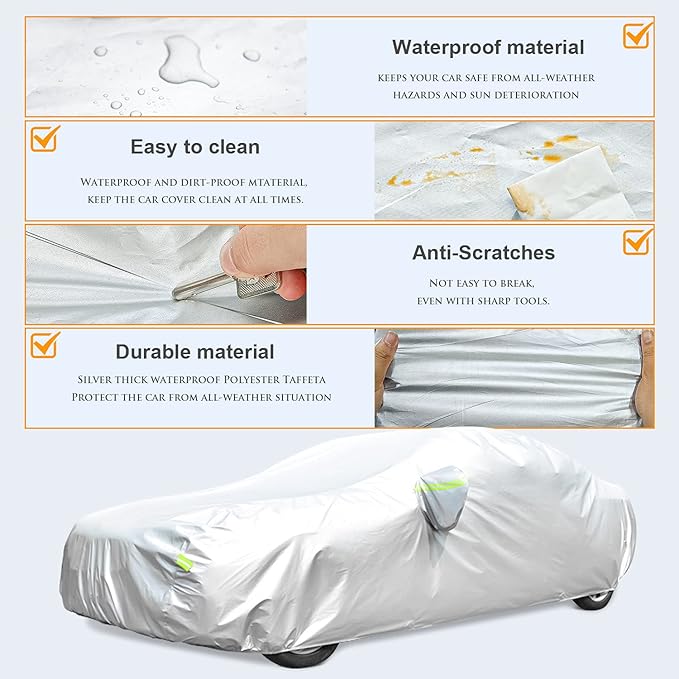 Car Cover Outdoor Full Exterior Covers Sedan Sun UV Rain Snow Wind Protection - Image 5