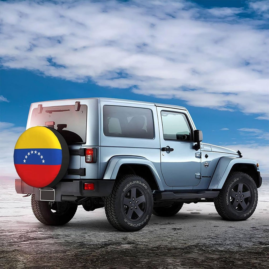 Flag of Venezuela Print Universal Spare Tire Cover for RV, Jeep | Wheel Protector Fits Rv, Trailer, Jeep, Shield Tires From Sun, Dirt And Rain For Outdoor Storage
