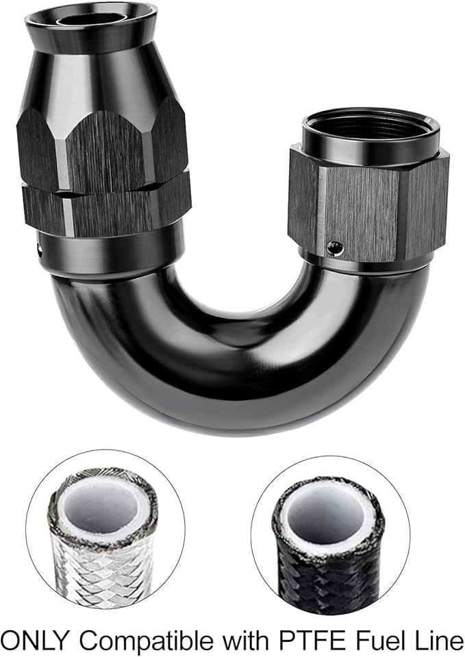 EVIL ENERGY 10AN 180 Degree PTFE One Piece Full Flow End Hose Fitting Aluminum - Image 5