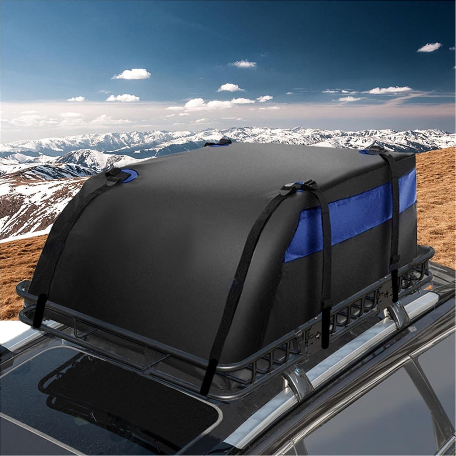 600D/420D 52x38x18 Inch Universal Rooftop Cargo Bag Large Waterproof Storage Luggage for Travel SUV(420D)