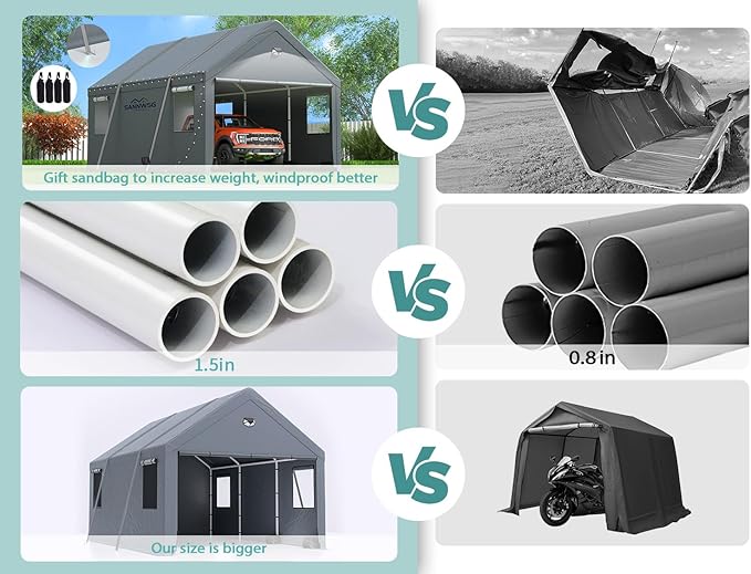 2 Car Carports 20X20 Heavy Duty，Car Ports - Image 6