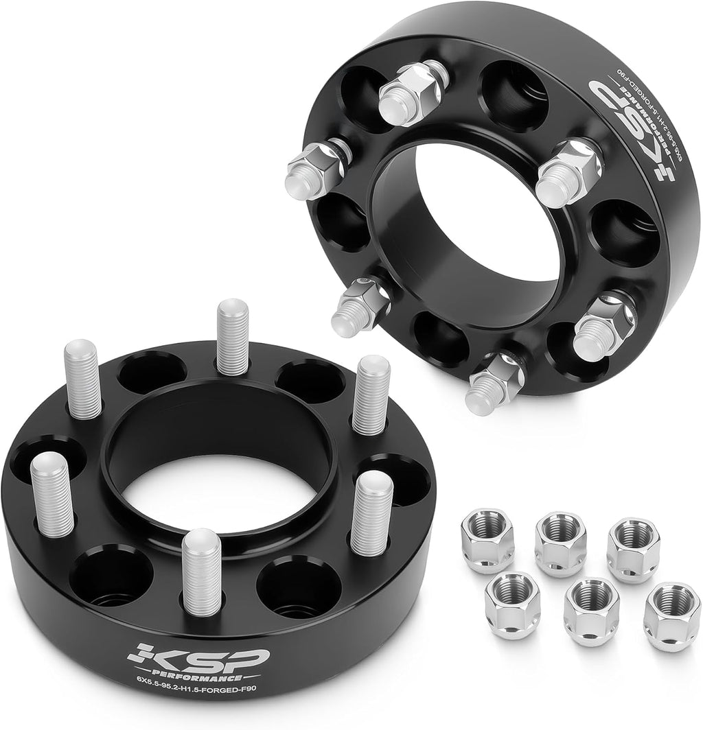 KSP 4PCS 6x139.7 Wheel Spacers for 2023+ Tundra 2024+ Tacoma 2025+ 4Runner, 1.5" 6x5.5 Wheel Adapter with 14x1.5 Lug Studs 95.2mm Hub Bore, Compatible with Toyota-Lexus 6 Lug