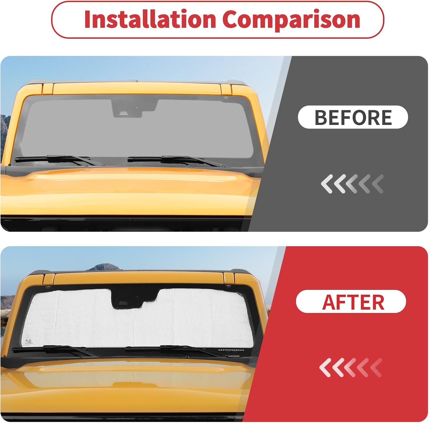 Linskip Custom Sunscreen Windshield Sunshade for 2021-2026 Ford Bronco Sun Shade, Interior Accessories, Reflective Outer Layer Sun Visor(Silver-Type A)