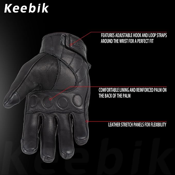 Goatskin Leather Motorcycle Motorbike Powersports Racing Gloves Reflective - Image 3
