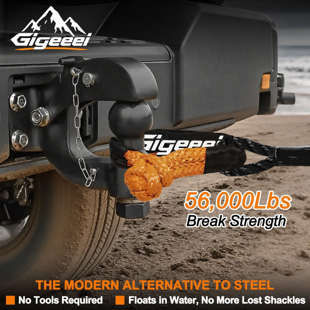 Soft Shackles Tow Recovery - 1/2 Inch X 22 Inch (56,000lbs) Soft Shackle Recovery Kit for Off-Road Winch and Vehicle Towing (Orange)