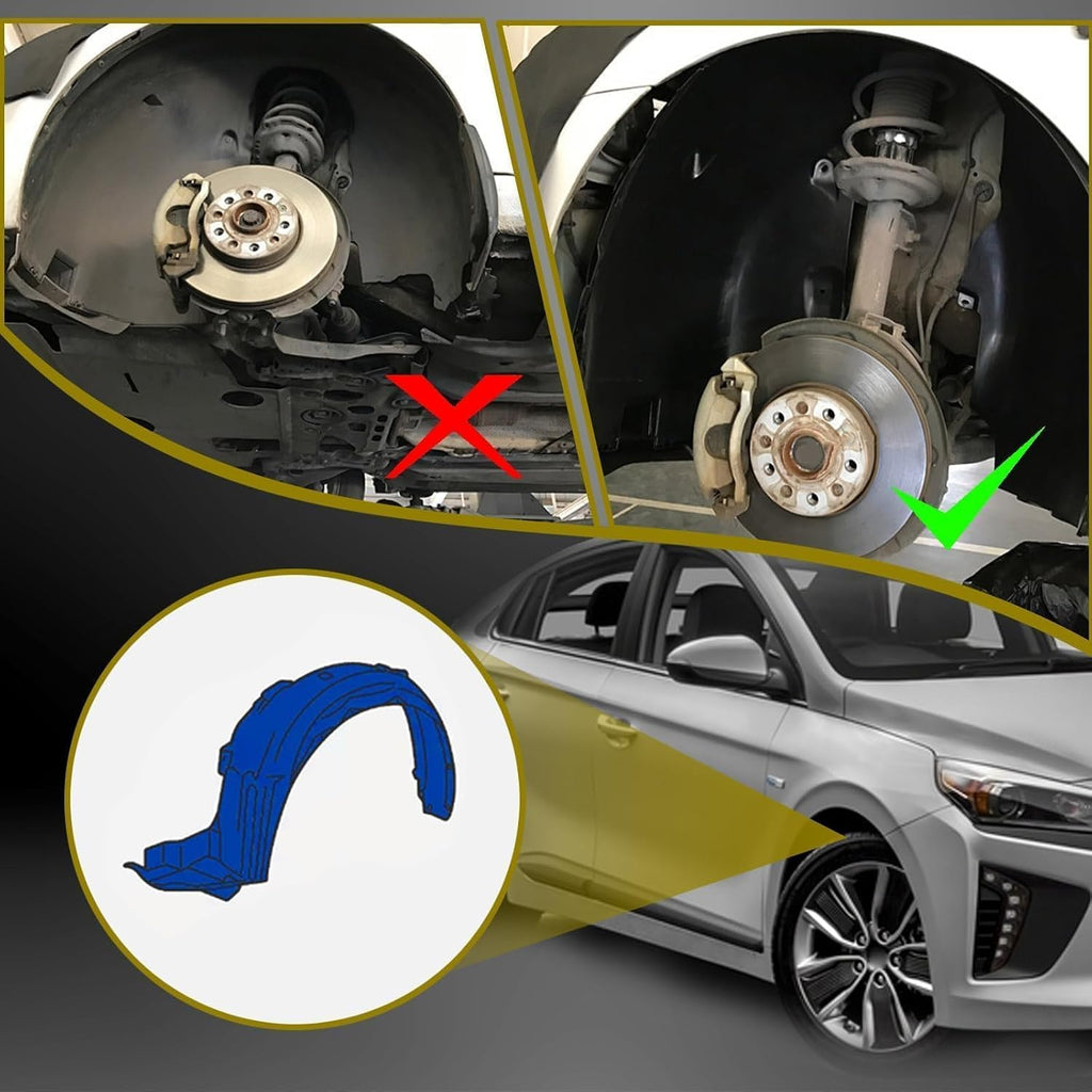 SecosAutoparts Front Fender Liner Passenger Side Compatible with Hyundai Ioniq 2017 2018 2019 2020 2021 2022 Replace# 86812G2000