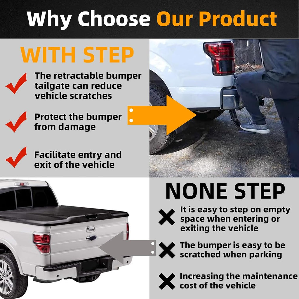 MITZONE Rear Bed Step Truck Retractable Tailgate Bumper Step Compatible with Dodge Ram 2500 3500 2019 2020 2021 2022 2023 2024 Replaces 82215842AE 82215842AG 82215842AH 82215842AD