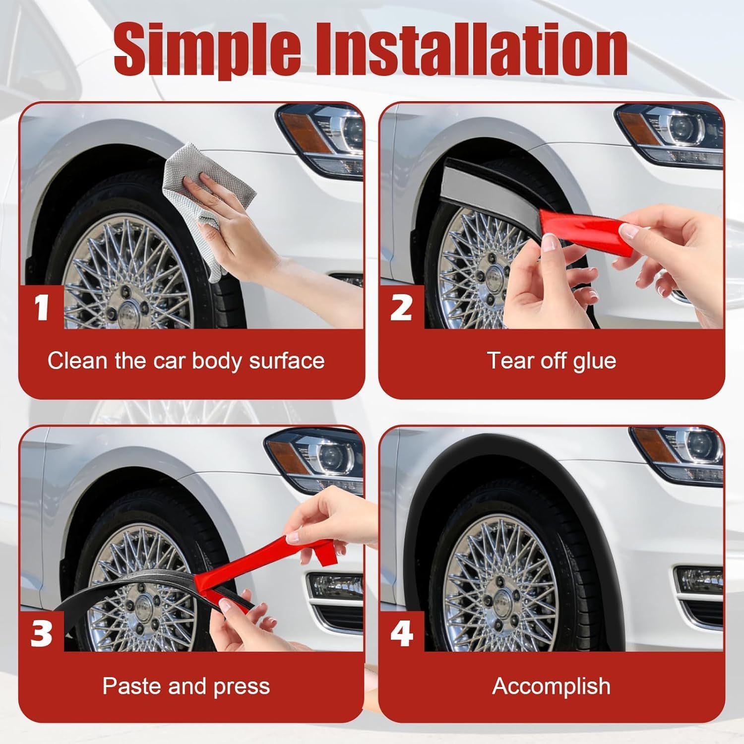4.5CM x 20FT Universal Car Wheel Arch Trim - Rubber Fender Flare Protector Edge Guard, Self-Adhesive Anti-Scratch Lip Strip for Cars & Trucks, Fender Flare Edge Trim