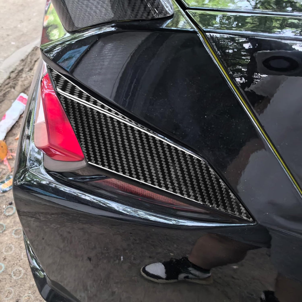 Soft Black Carbon Fiber Car Tail Lights Both Side Trim 4 Pieces Decal Sticker for Corvette C8 2020-2024 Carbon Fiber Rear Tail Light Lamp Side Cover Trim Left Right Side Car Accessories