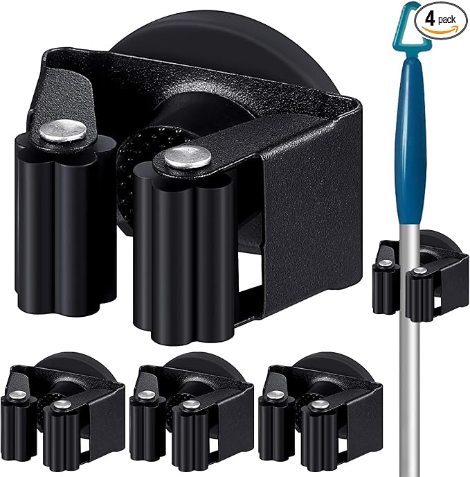 4 Pcs Magnetic Mop Broom Holder Movable Magnetic Broom Holder Rack, Anti Slip by Vercraft