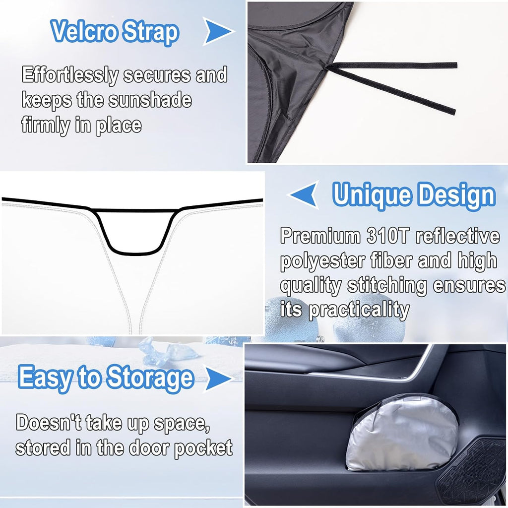 Windshield Sun Shade for 2021-2026 Ford Bronco Sport| Fully Covered Foldable Front Window Sun Visor| 310T Polyester| UV Heat Insulation Protection| Outdoor Camping (Not for Bronco Model)
