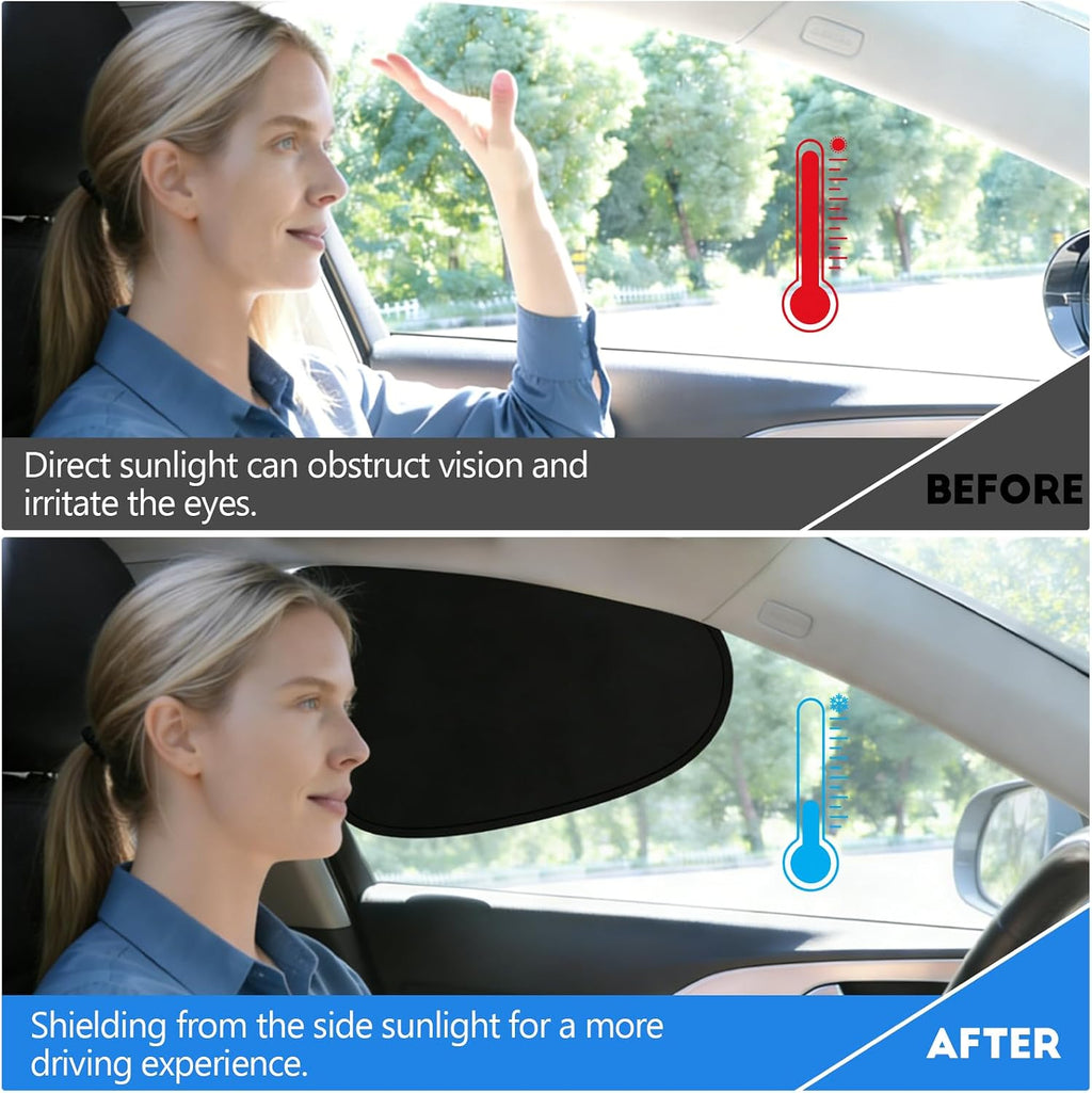 4PCS Car Window Shades, Static Cling Auto Front & Rear Side Window Sunshade, Foldable, PET+Blackout, Vehicle Sun Shade Blocker for Heat UV Glare Protection, Car Accessories (Front+Rear)