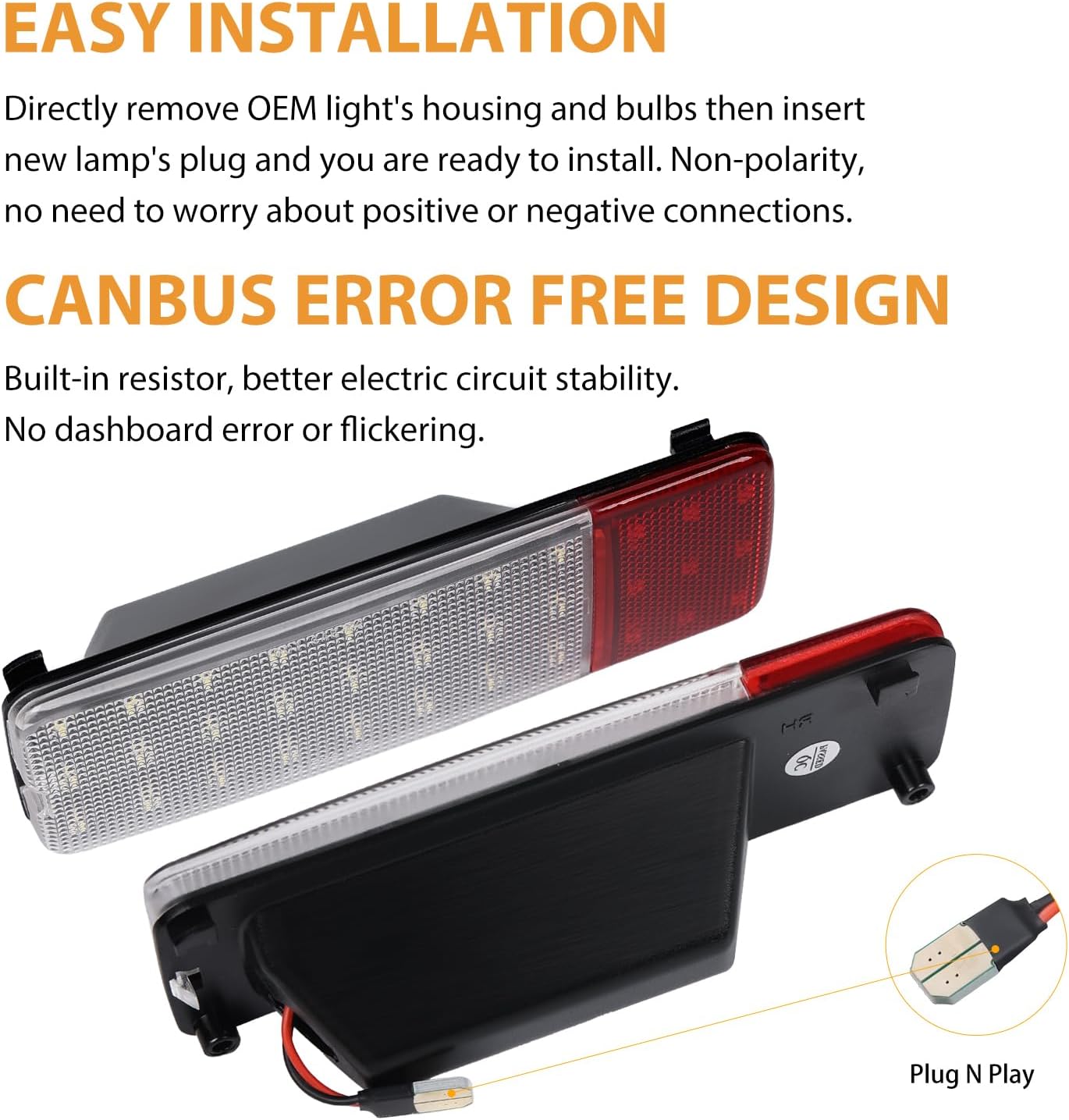 LED Interior Door Pannel Lights for 1992-1996 Ford F150 F250 Bronco, 1992-1997 F350 Door Reflector Lamps 2PCS