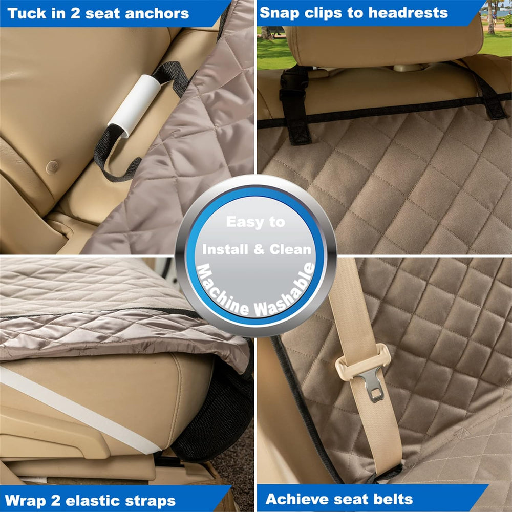 VIEWPETS Bench Car Seat Cover Protector, Waterproof Heavy-Duty, Khaki