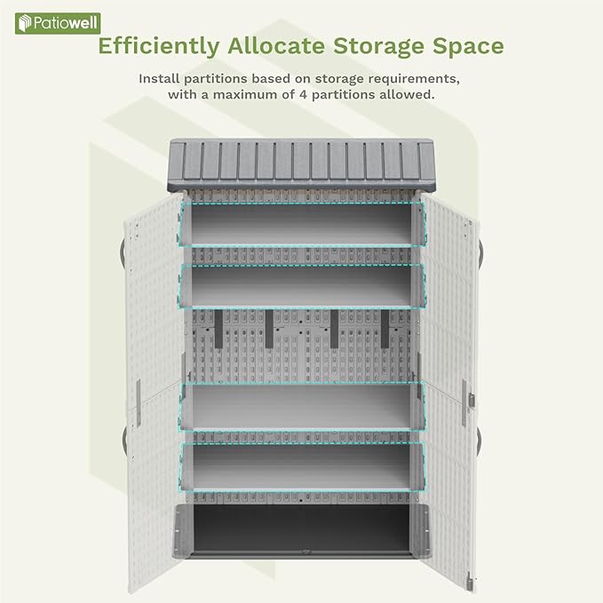Patiowell Shelf of Plastic Outdoor Storage Cabinet, 26/50 Cu Ft Lockable - Image 5