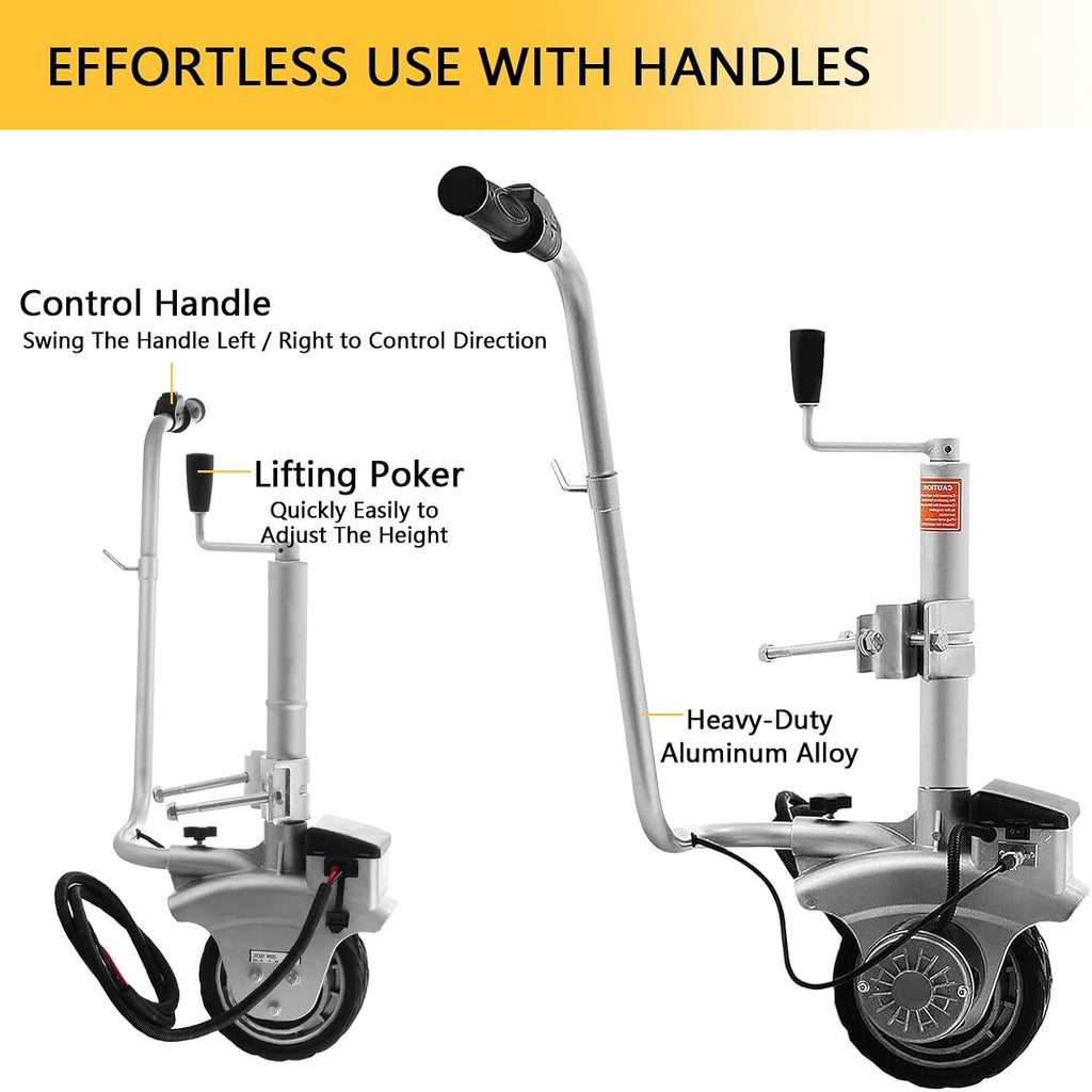350W 12V Motorised Jockey Wheel, Trailer Mover for Trailers/Boats, Power Mover Maneuver Trailer, Up to 2270kg Load Capacity