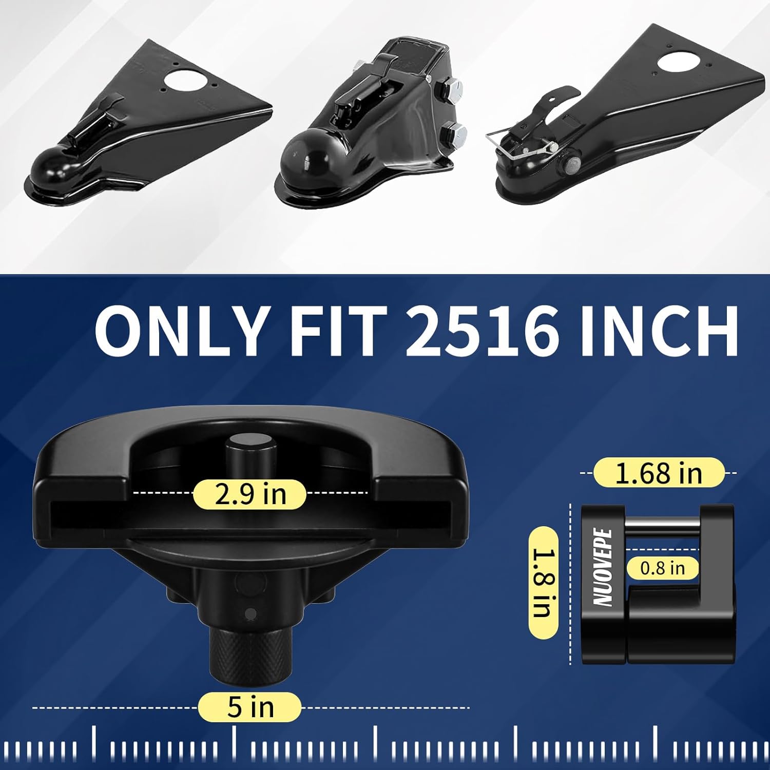 2 5/16Inch-Trailer-Hitch-Locks-Kit, Heavy Duty Anti Theft Trailer Tongue Lock, Reinforced Solid Steel Weatherproof Tow Coupler Lock, Trailer Locks Ball Hitch for RV, Camper, Cargo, Boat, Caravan