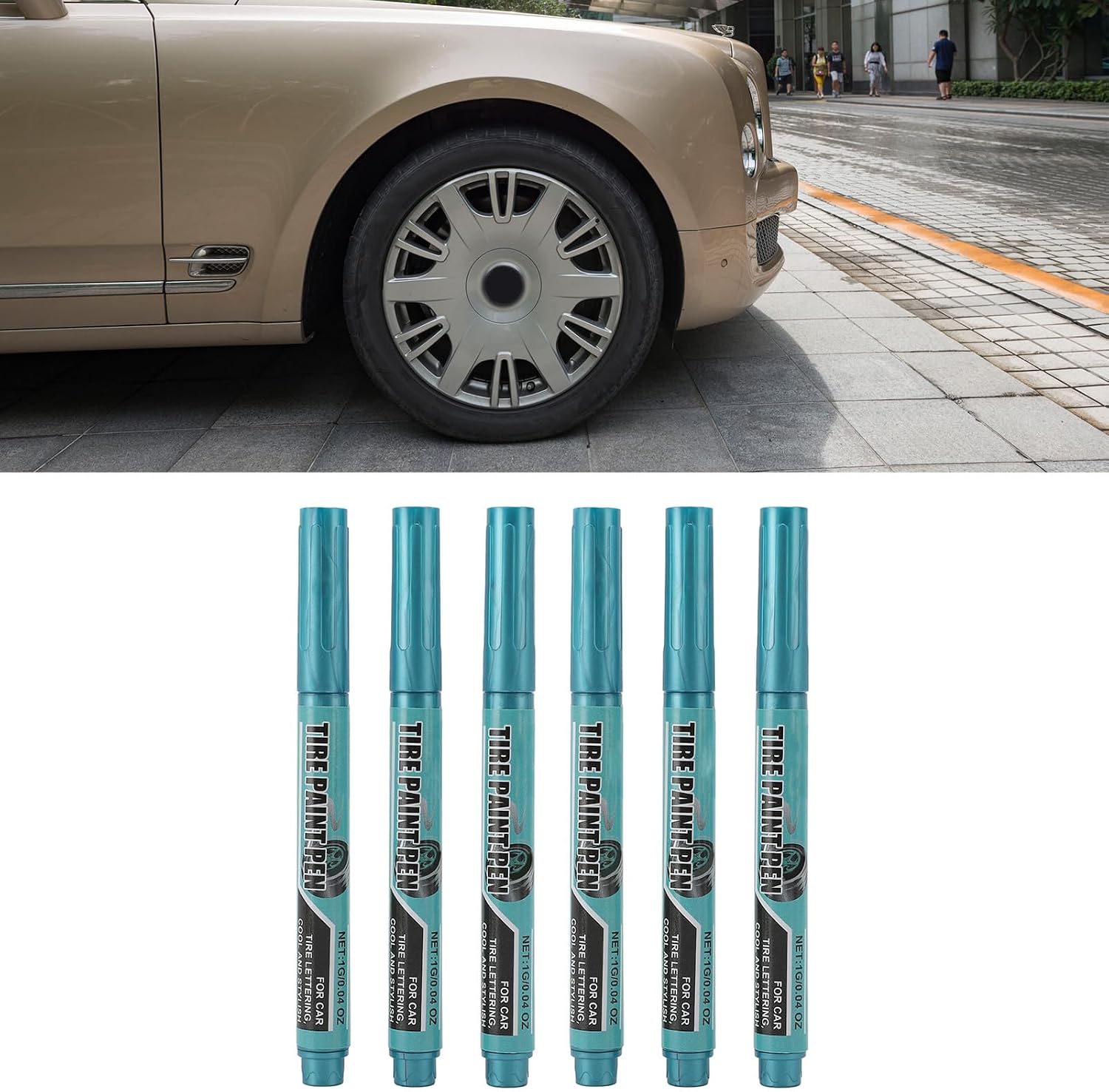 6Pcs Tire Paint Pen Blue, Water Proof, Long Lasting, 1g Protective Oil Marker Pen - Scratch Repair, Weather, Easy Application for Vehicle Maintenance