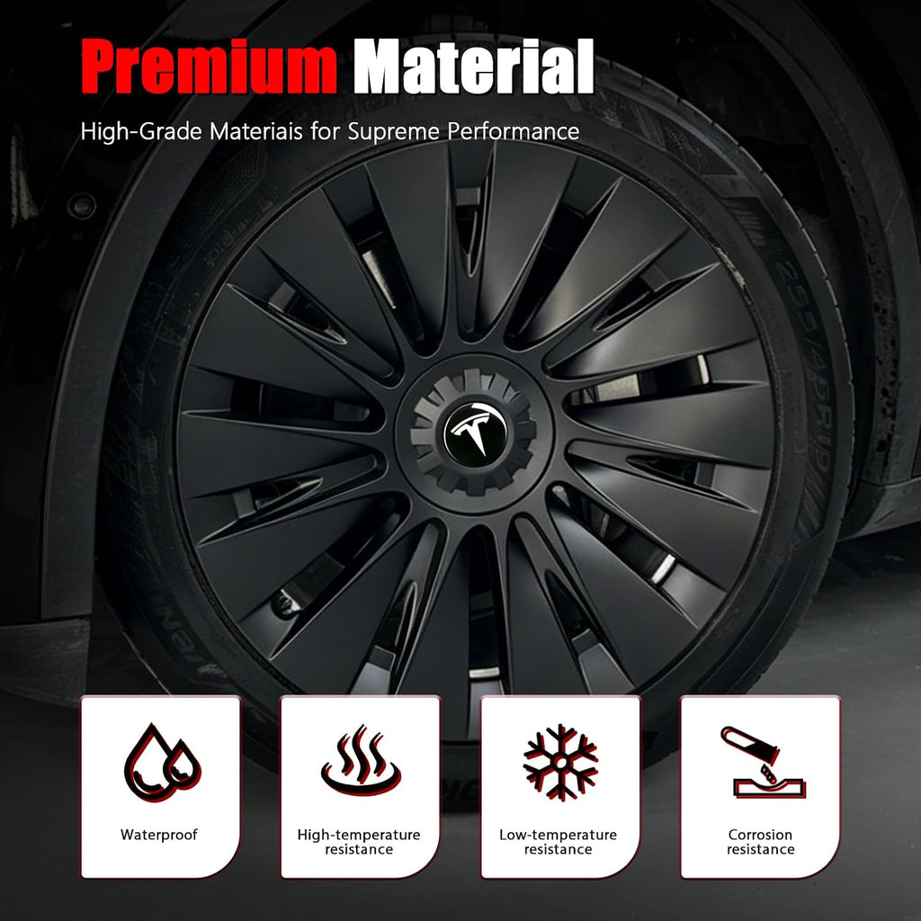 4 PCS Wheel Center Hub Cap Sticker for Model 3 / Model Y, Wheel Rim Cover 2.2” Center Cap Sticker Compatible for Tesla Hubcaps with Logo Emblem, Waterproof Adhesive Backing, Black & White