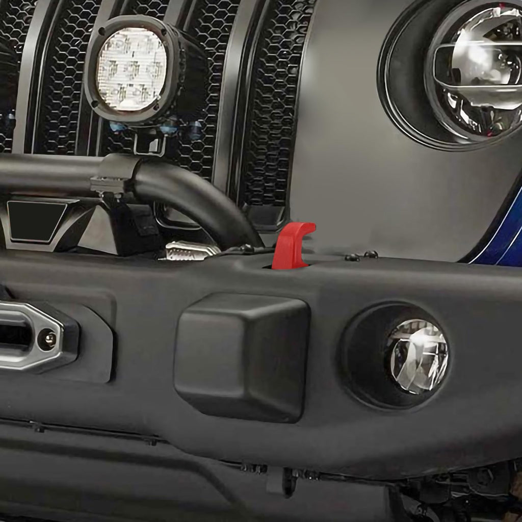JWWY Bumper Tow Hook Covers Tow Trailer Hitch Receiver Cover Towing Hitch Rubber Sleeve Protector Cover Trim Fit for 2007-2026+Jeep Wrangler JL Gladiator JT 4XE JK Exterior Accessories 2pcs Red