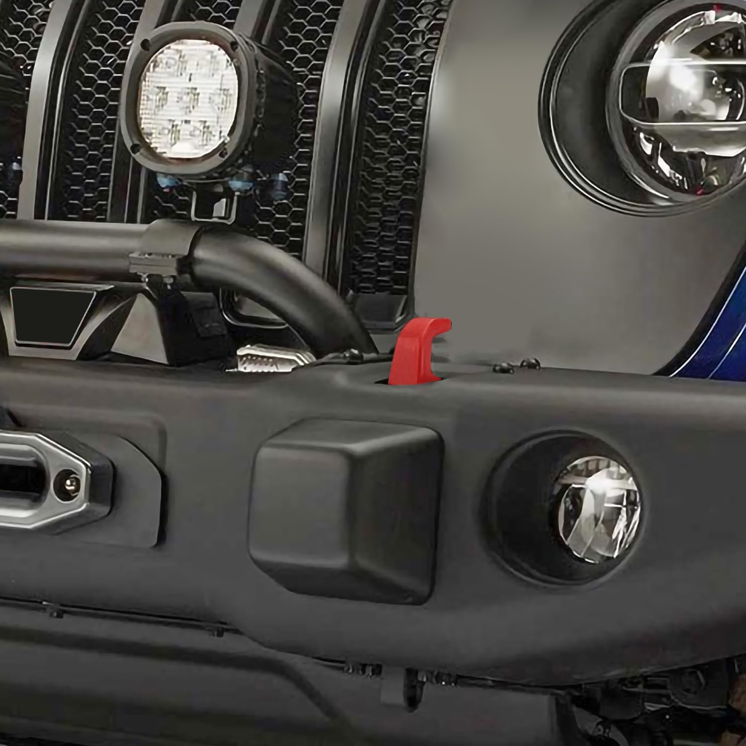 JWWY Bumper Tow Hook Covers Tow Trailer Hitch Receiver Cover Towing Hitch Rubber Sleeve Protector Cover Trim Fit for 2007-2026+Jeep Wrangler JL Gladiator JT 4XE JK Exterior Accessories 2pcs Red
