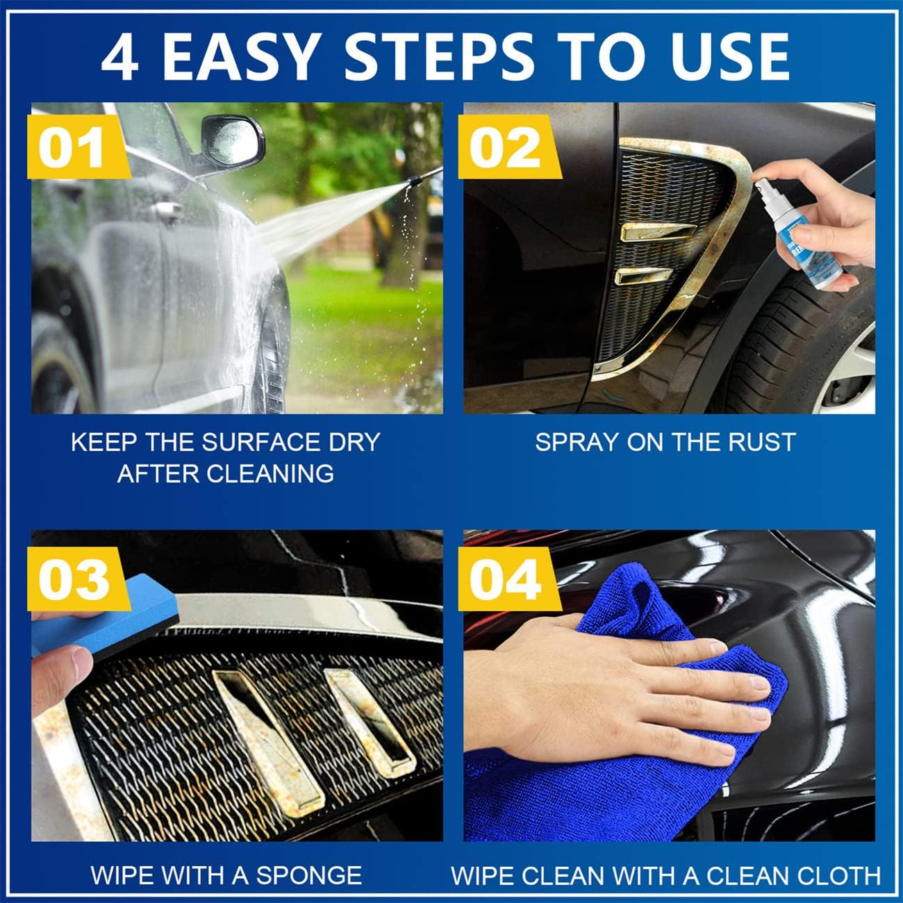 2026 New Multi-Functional Quick-Acting Rust Removal Spray, Iron Powder Remover Spray for Metal Car Steel (100ml *2)