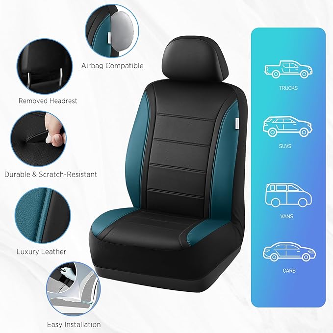Road Comforts Leather Seat Covers, Breathable Car Seat Covers Front Seat - Image 7