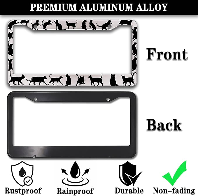 License Plate Frames for Women Black and White License Plate Frame for Men - Image 3