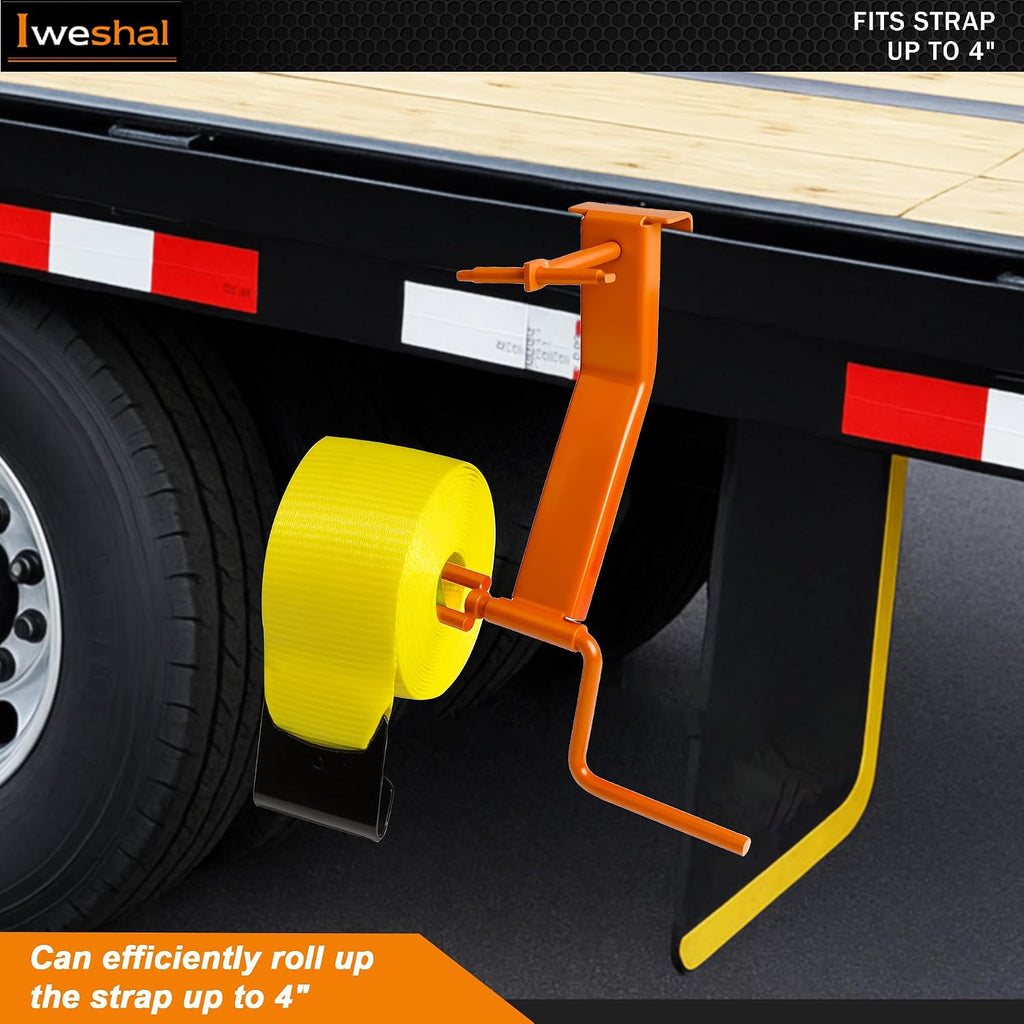 Winch Strap Winder, Cargo Tie-Downs Strap Winder for Trailers, Trucks, Vans, Warehouses, Roll-up to 4" Wide Winch Straps, Orange-1 Pack