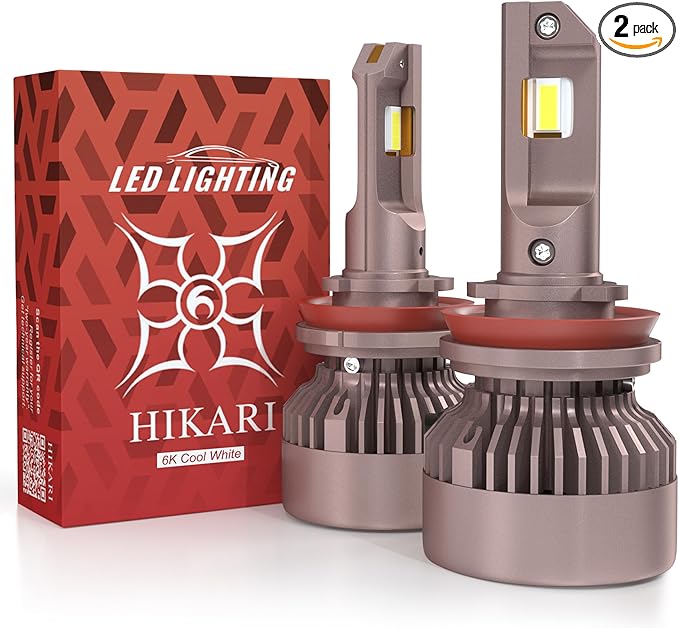 HIKARI WINGS H11 Fog Light, 50000LM Pure White 6000K LED Bulbs, Plug & Play by HIKARI