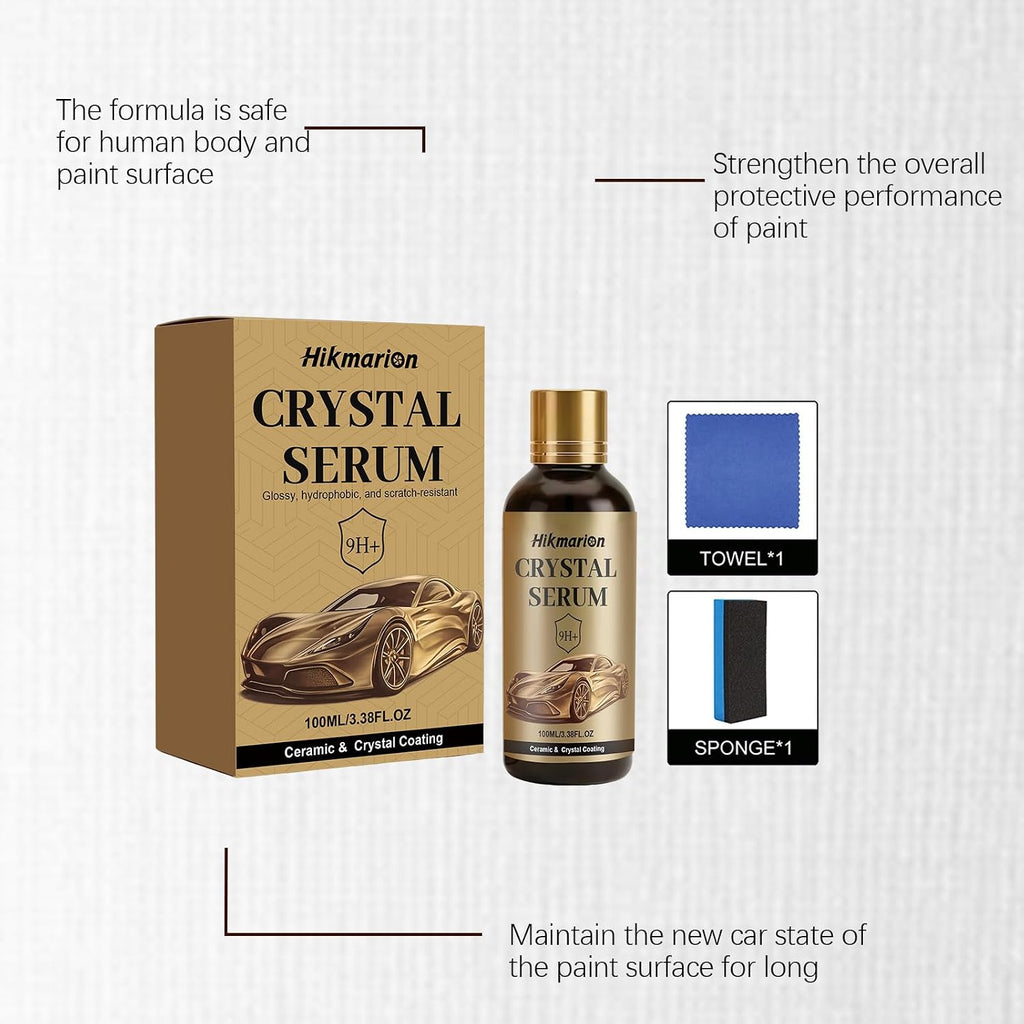 VelnovaFlo® Crystal Serum 9H+ Graphene Ceramic Coating, Advanced Auto Car Detailing Coat Restore for Paint Glass Wheel, Gloss Boost Hydrophobic Scratch Resistant, 100ML with Accessories