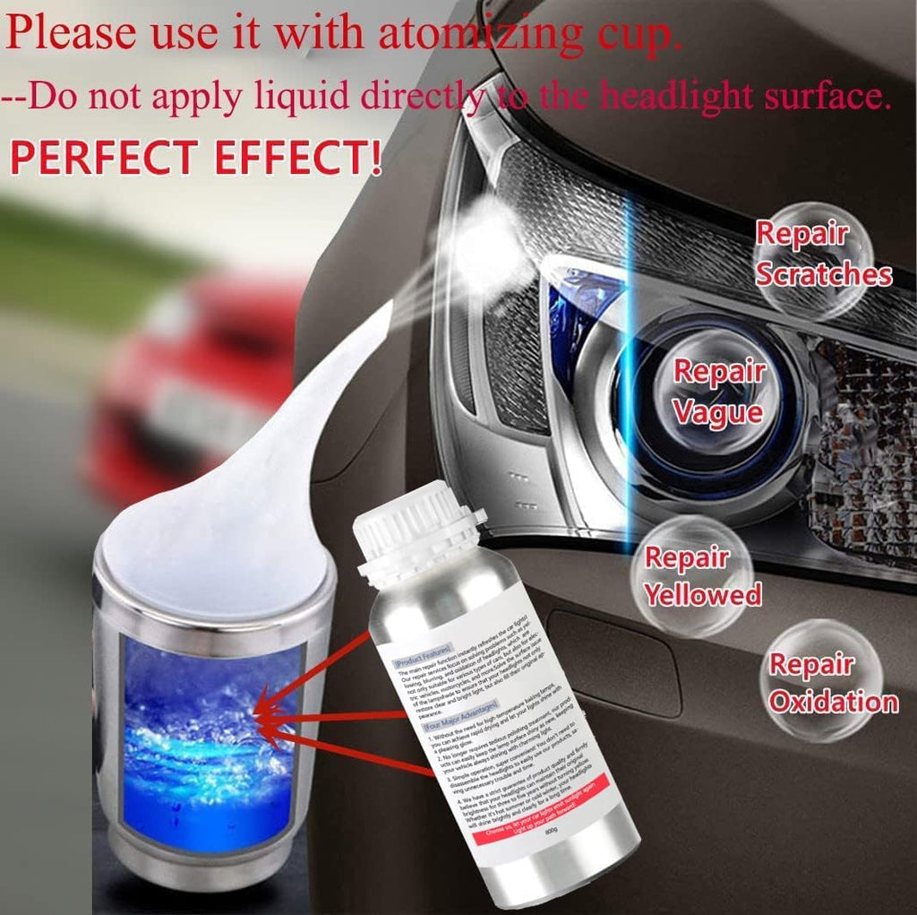 800g Auto Headlight Restoration Liquid, Car Headlight Scratch Restoring Fluid Headlight Repair Polish Cleaner, Headlight Restoration Kit Refill Bottle for Polishing, Restoring Dull Yellow Headlamp