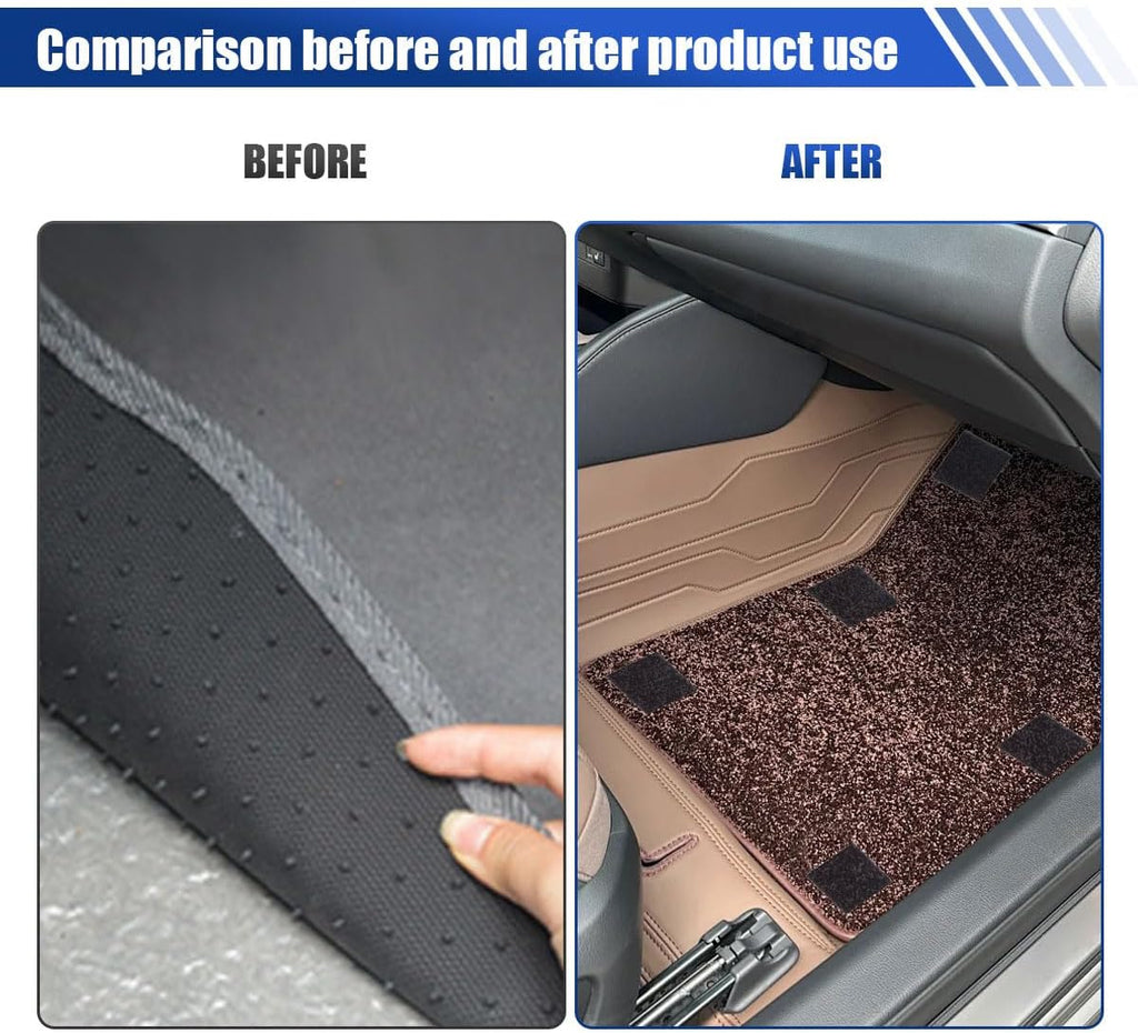 Car Floor Mat Retainer, Vehicle Non-Slip Foot Pad Fixing Fasteners, Universal Automotive Hook and Loop Strips Accessories with Double Sided Adhesive for Carpet, Seat Cushion (20PCS)