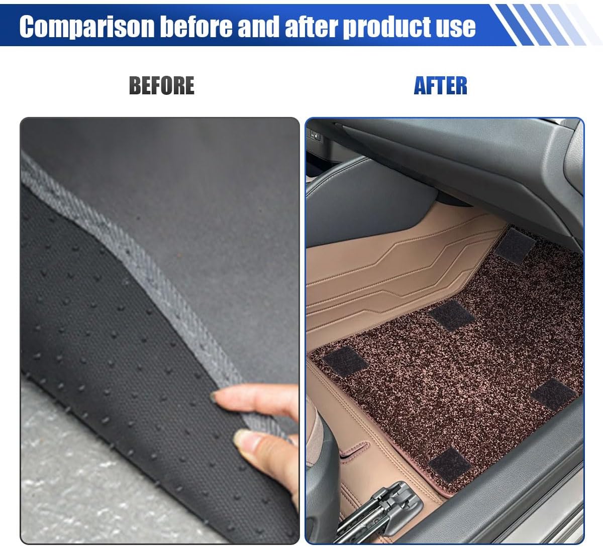 Car Floor Mat Retainer, Vehicle Non-Slip Foot Pad Fixing Fasteners, Universal Automotive Hook and Loop Strips Accessories with Double Sided Adhesive for Carpet, Seat Cushion (20PCS)