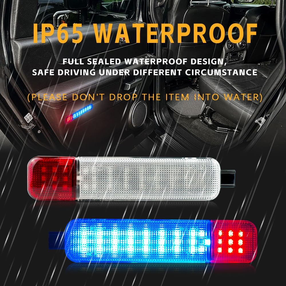 LED Interior Door Light with Red & Ice Blue Warning Lights, Compatible with 1999-2006 Chevy Silverado GMC Sierra Tahoe Suburban, DOT/SAE Approved, Pack of 2