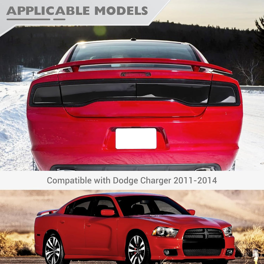 JeCar Tail Light Cover Smoked Tail Light Guard for 2011 2012 2013 2014 Dodge Charger Exterior Accessories