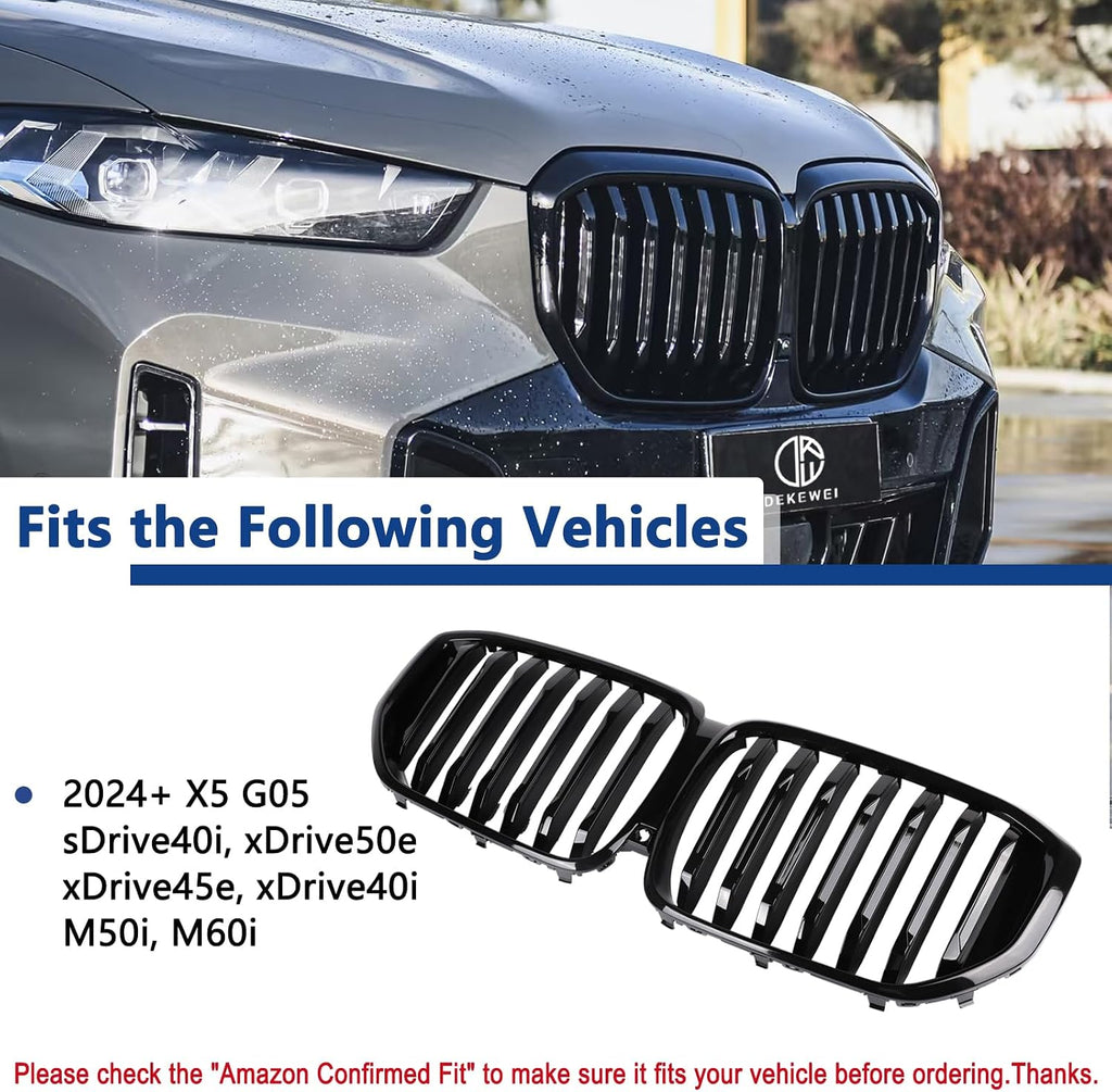 G05 Grill, Front Kidney Grille Compatible with 2024-IN BMW X5 G05 Single Slat Gloss Black Grill