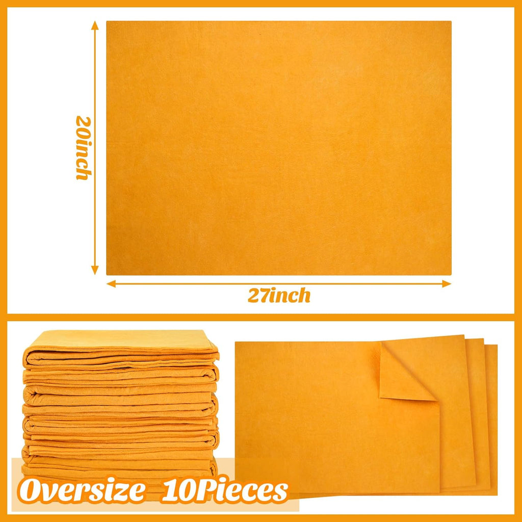 10 Pack 20" x 27" Shammy Cloths Absorbent Chamois Towel for Car Drying German Shammy Cloth Bulk Machine Washable Reusable Multi Purpose Orange Towels Anti Scratch for Home Car Pet Wash