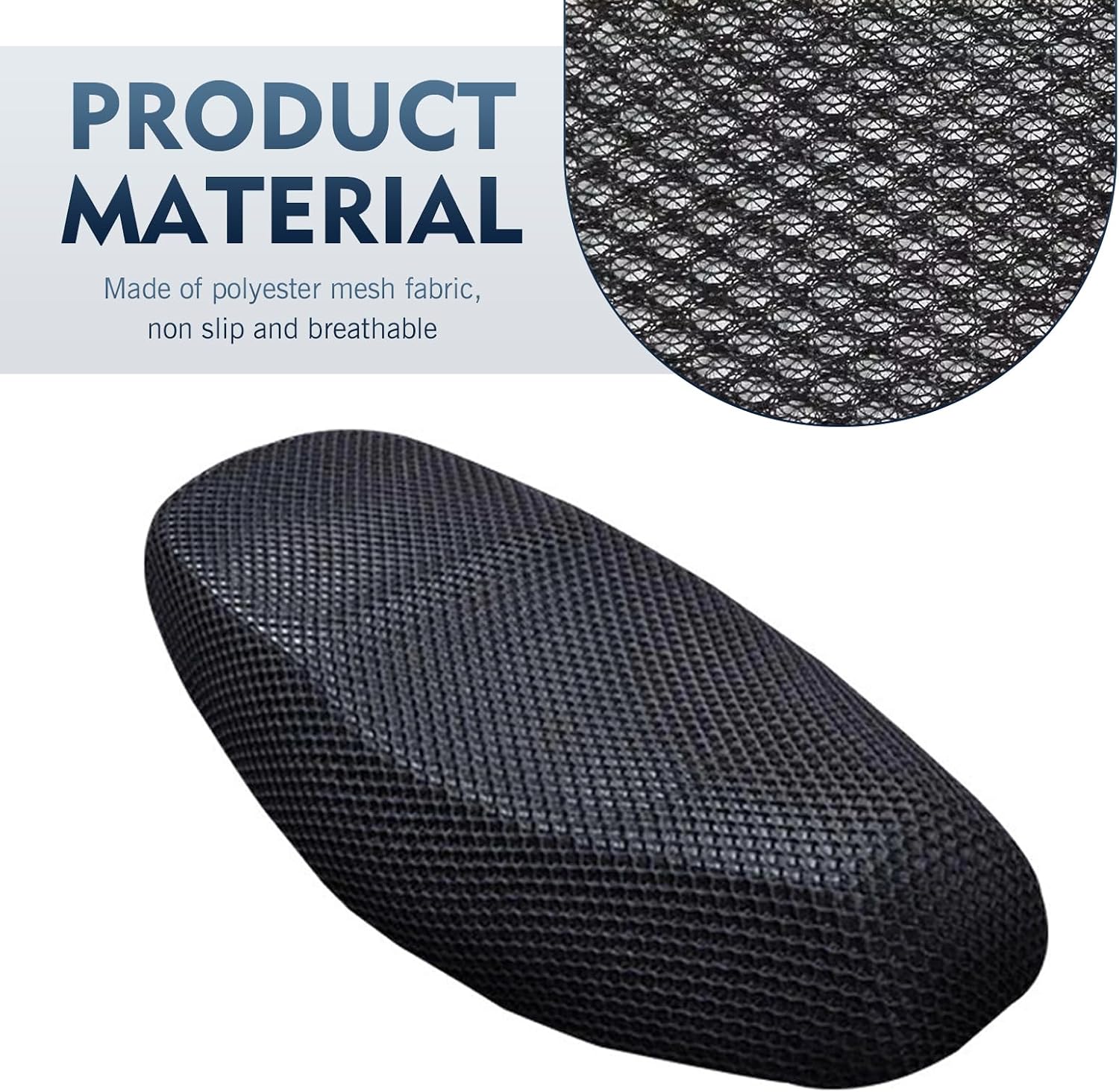 MLY Motorcycle Scooter Moped Seat Cover, Elastic Mesh Fabric Anti-Slip Protector Cushion, Breathable 3D Spacer Mesh Fabric Seat Cover, Universal for Most Motorcycle Scooter (Black #L)