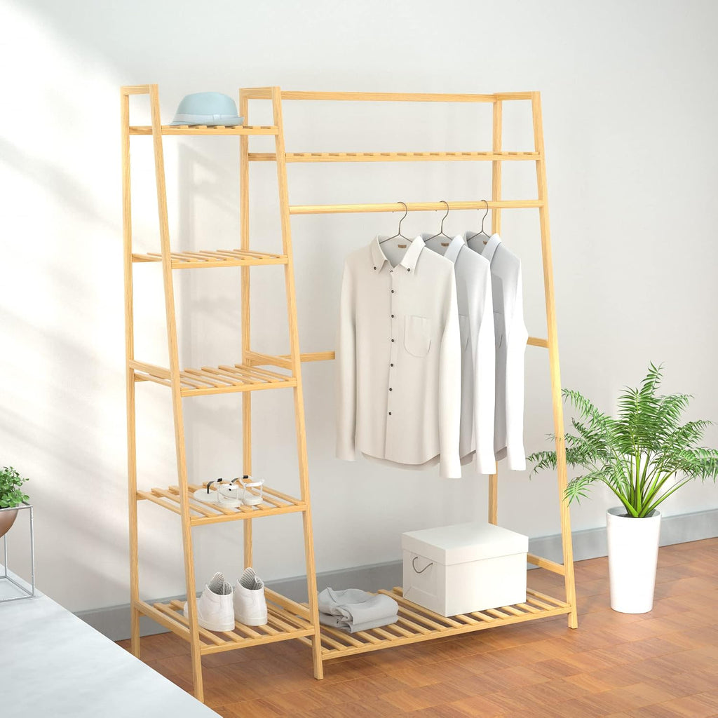 reliancer bamboo clothing garment rack,free standing clothes coat, view 9