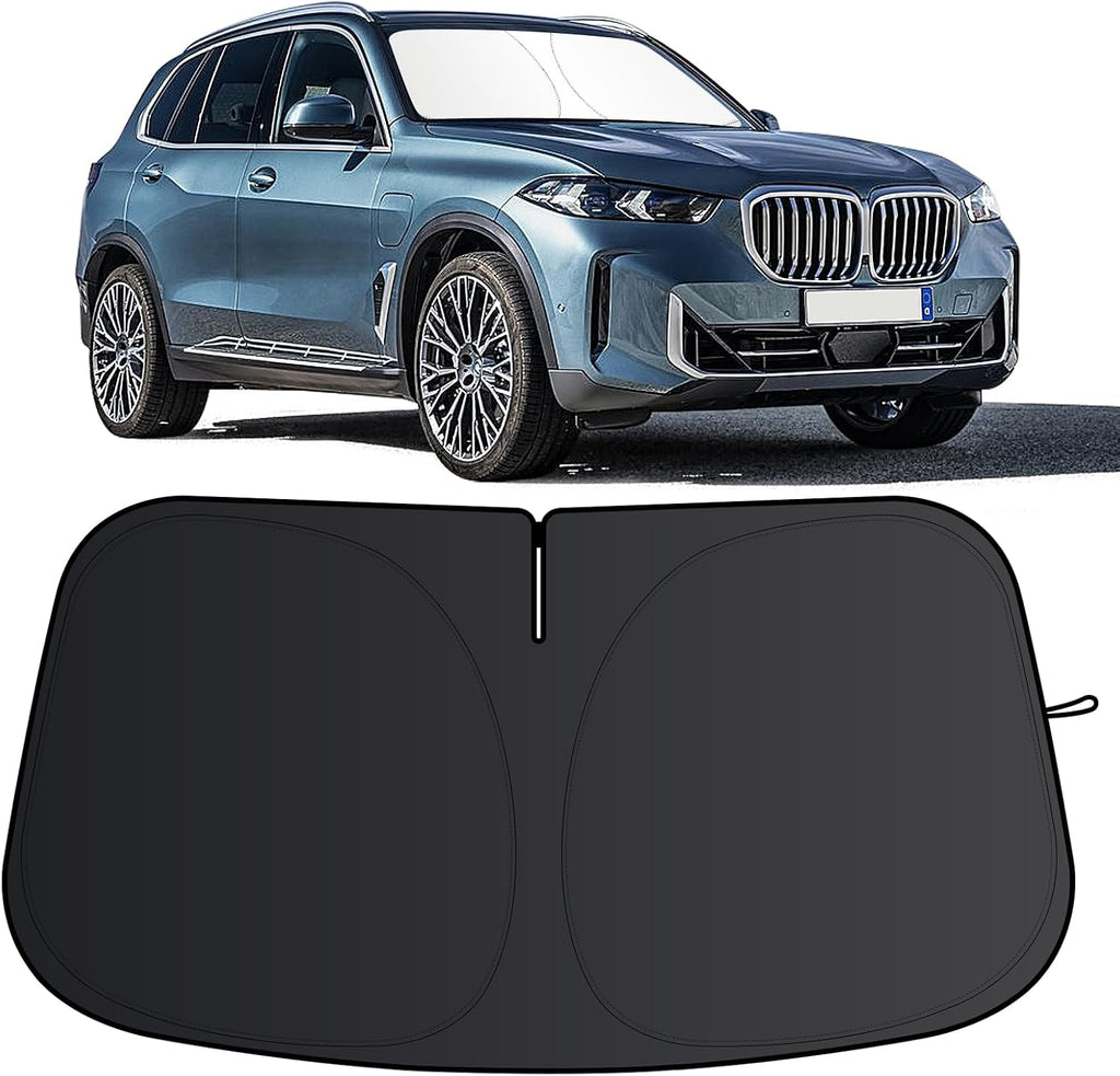 Windshield Sun Shade for BMW X5 2019-2025 2026, Foldable Sun Visor Protector with Storage Bag, 2-Layers Car Sunshade Front Window Shade UV Protection