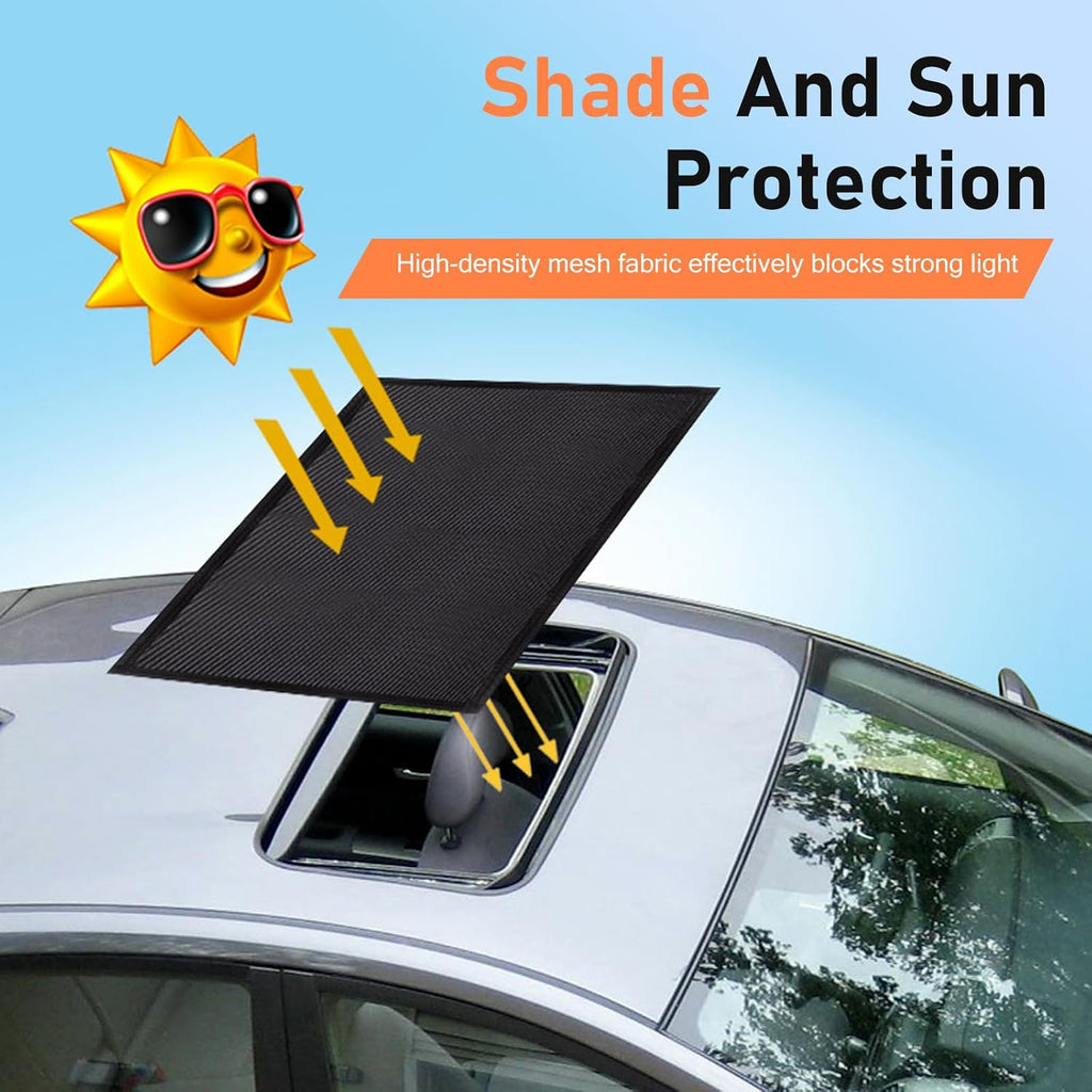 Car Roof Sunroof Sunshade Net, 39.37" x 25.59" High Density Auto Sunroof Sunshade, Magnetic UV-protective Breathable Auto Moonroof Sun Shade, Universal for Cars, Trucks, SUVs (Black)