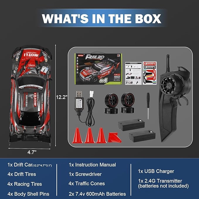 RC Drift Car, 1:14 Scale GTR Model, 4WD 28KM/H High Speed Remote Control Racing - Image 8