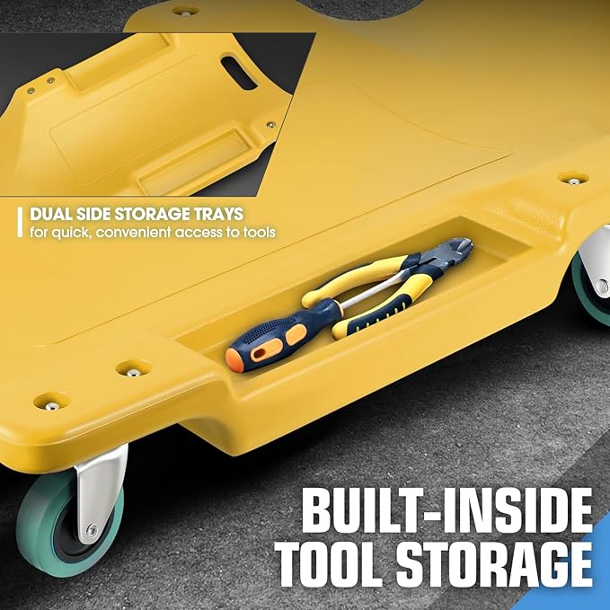 DNA MOTORING 40" L X 19" W Vehicle Repair Low Profile Plastic Rolling Garage - Image 3