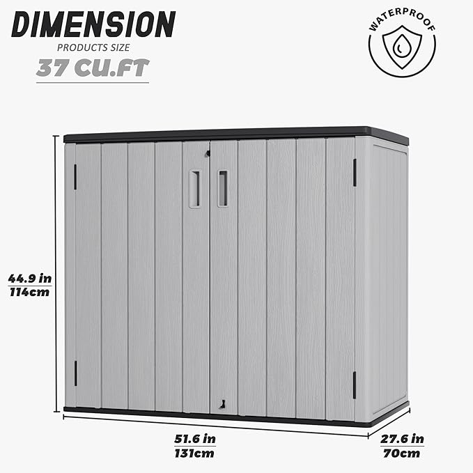 Outdoor Storage Cabinet for Patio & Garden Shed, 37Cu.ft Outdoor Storage Shed - Image 5