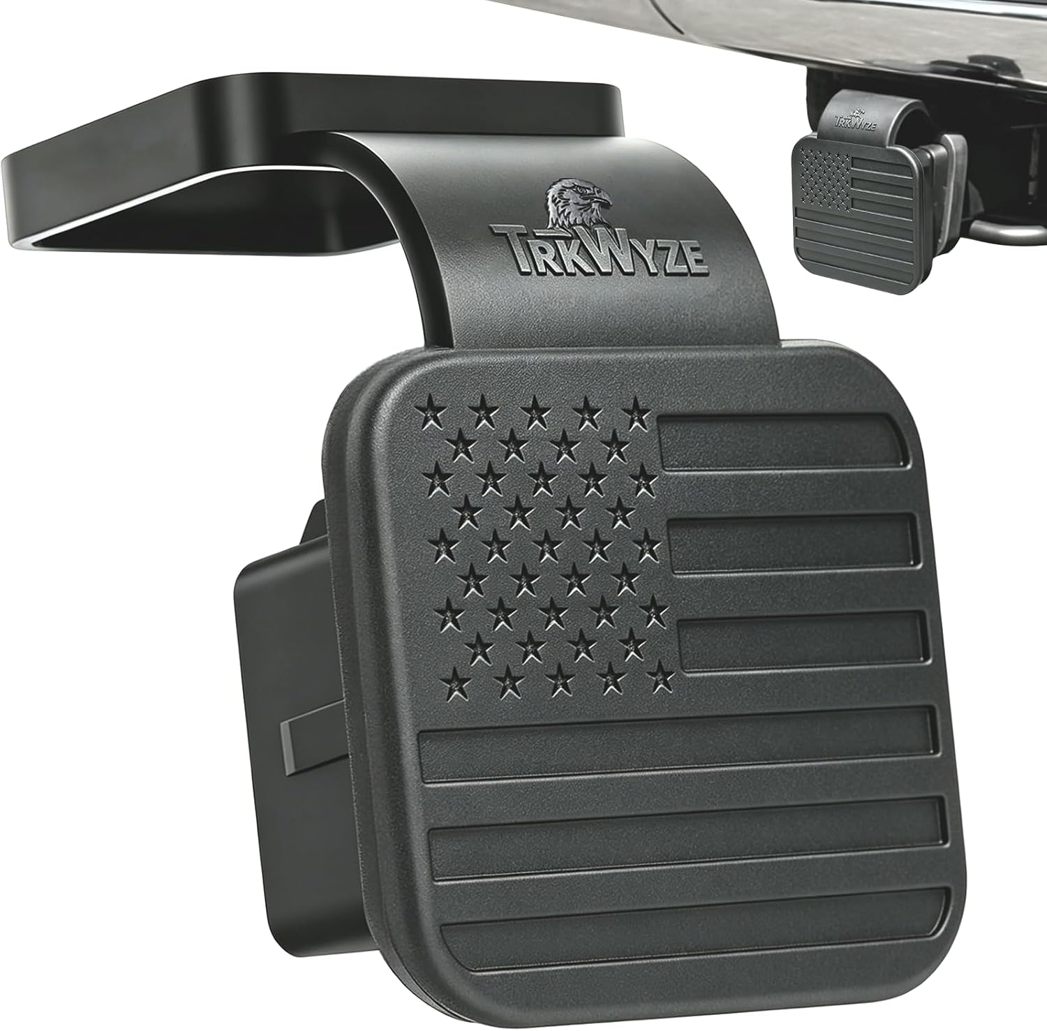 American Flag Trailer Hitch Cover for 2" Receiver, UV-Resistant Rubber Formulated to Prevent Cracking in Summer Heat, Heavy-Duty One-Piece Construction for Lasting Durability (Flag)